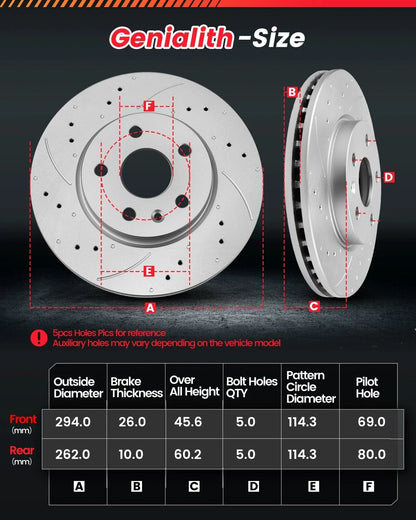 Drilled Slotted Brake Rotors & Pads for Jeep Compass Patriot (2007–2017)