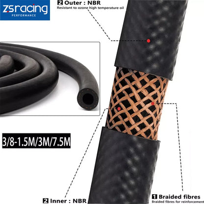 Flexible 3/8" Nitrile Rubber EFI Fuel Injection Hose for Gas