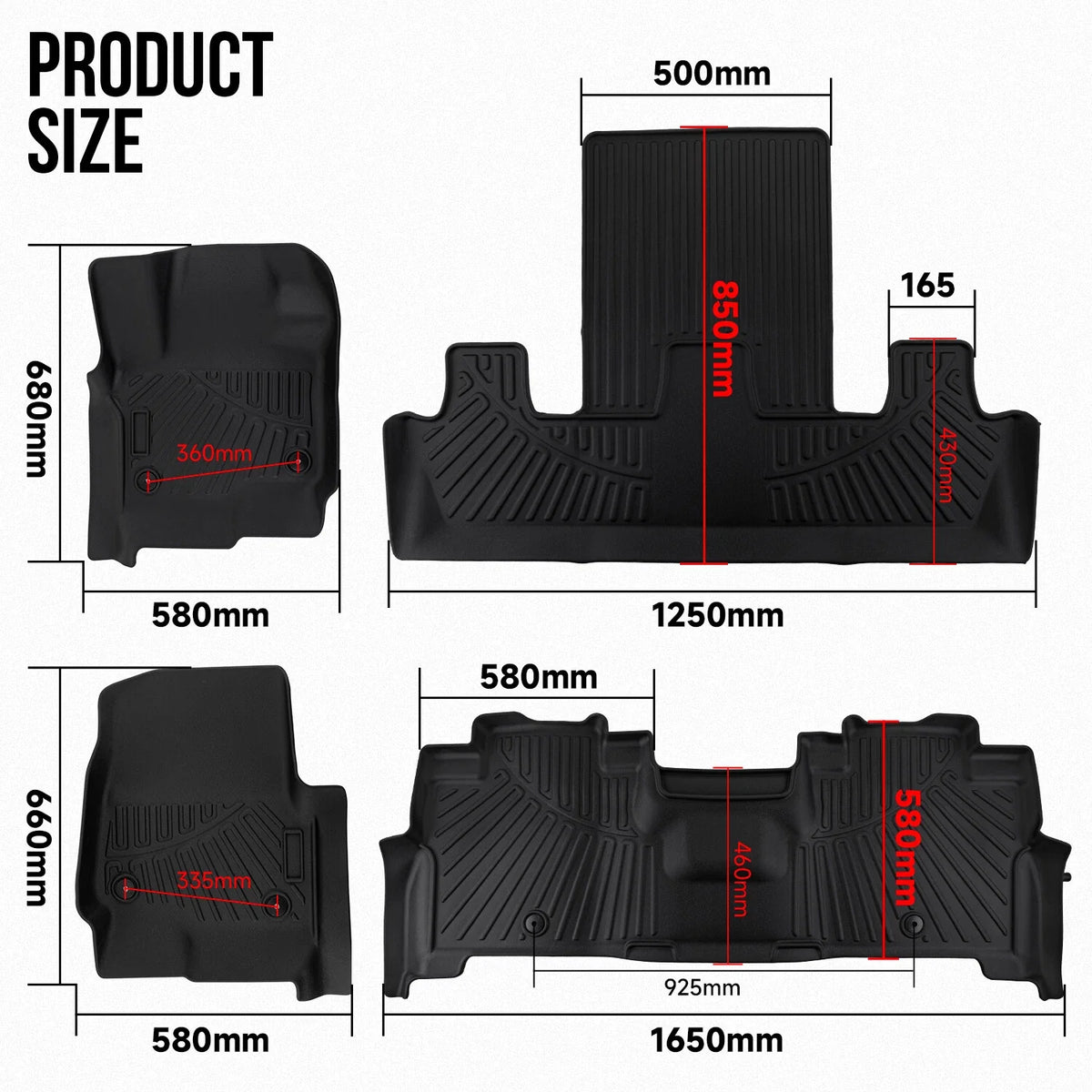3D Floor Mats for Ford Expedition (2018–2024) & Navigator (2018–2021)