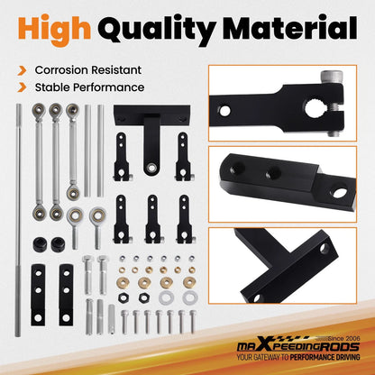 Dual Carburetor Linkage Kit in Black for Universal Applications