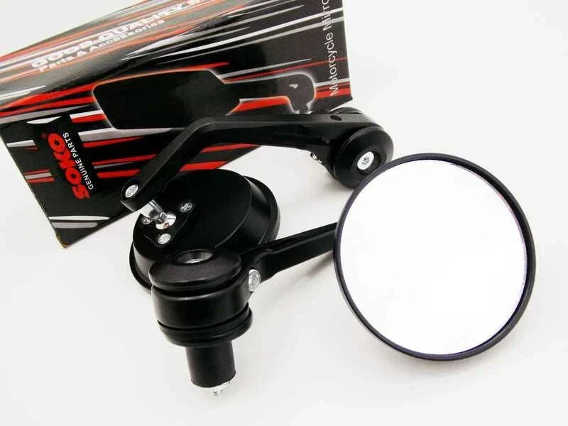 Black Round Handlebar End Mirrors 7/8" for Motorcycle Rear View Universal