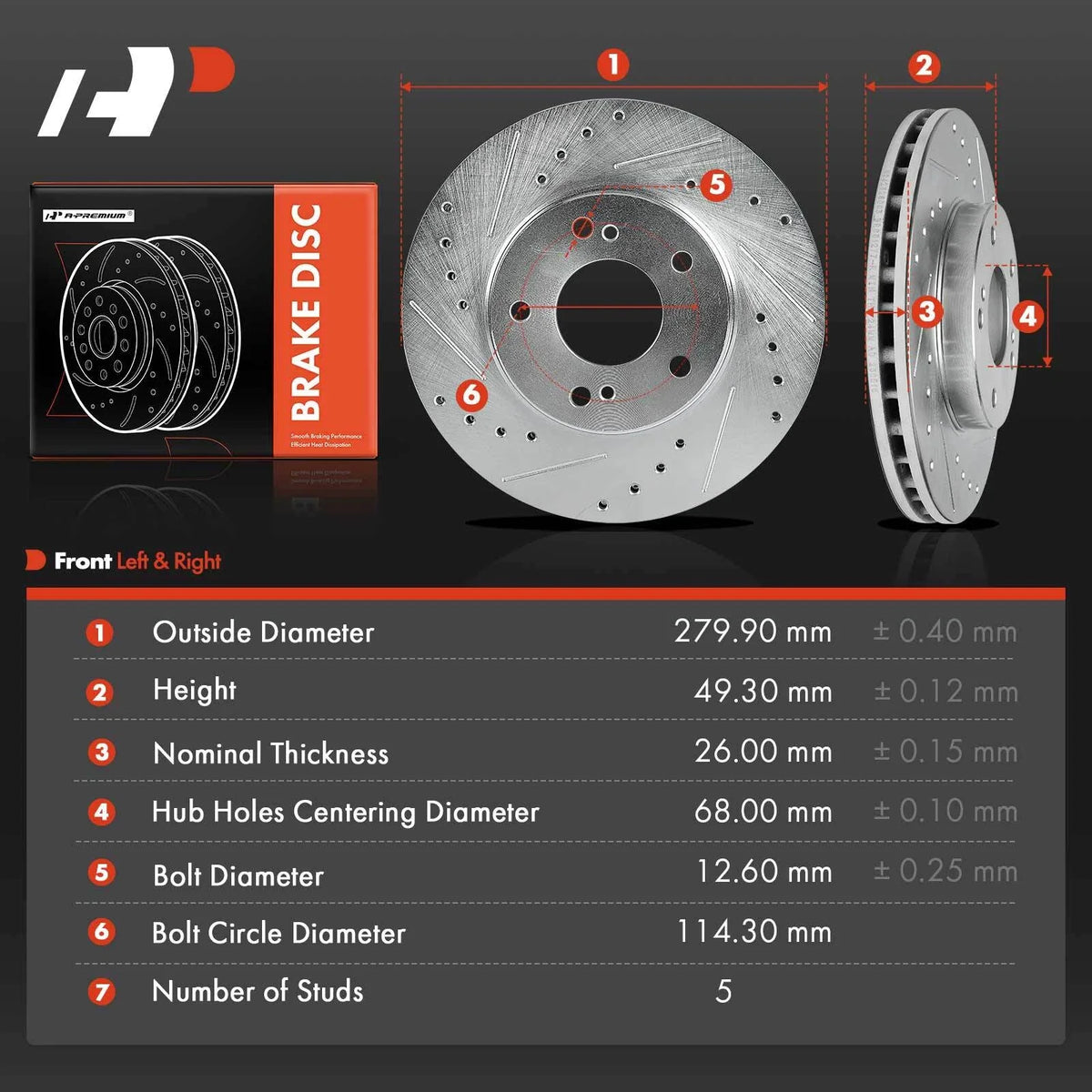 Front Brake Rotors (Drilled) for Nissan Maxima 1999-2001 & INFINITI I30