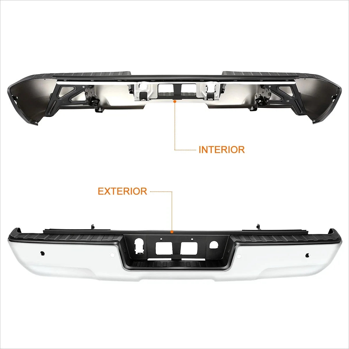 Rear Bumper Step for 2014-2019 GMC Sierra 1500 with Parking Sensor Holes Chrome