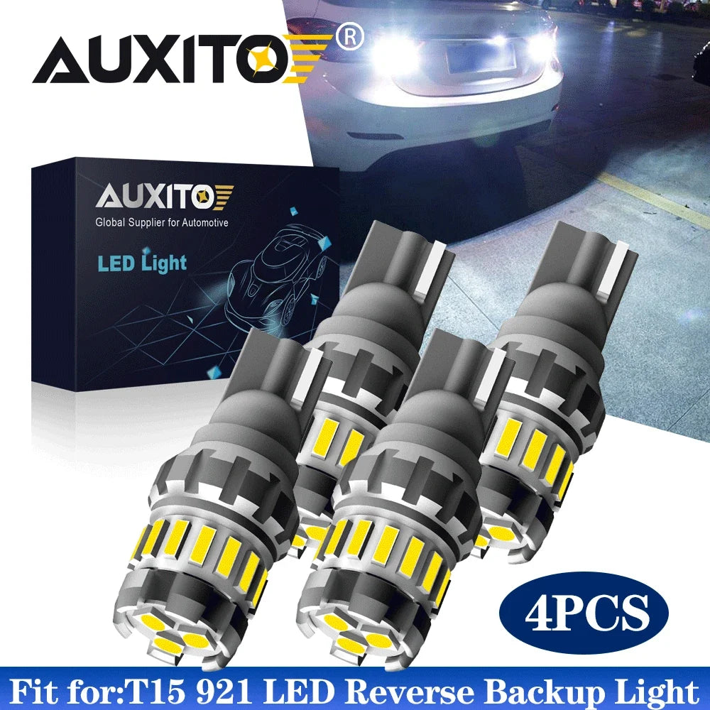 Universal 4X 921 LED Reverse Light Bulbs, 2400LM, White, Error Free