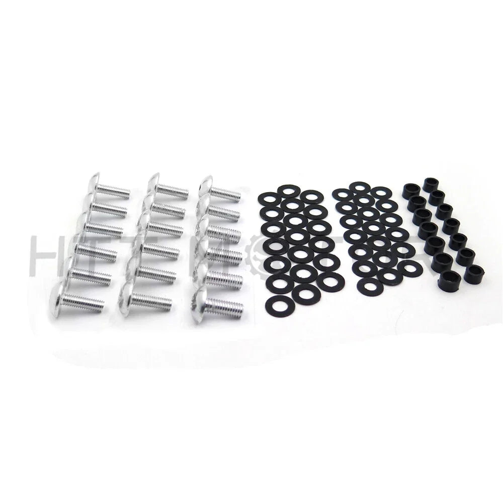 Flat Round Fairing Bolts in Silver for Kawasaki Ninja ZX10R (2004-2005)
