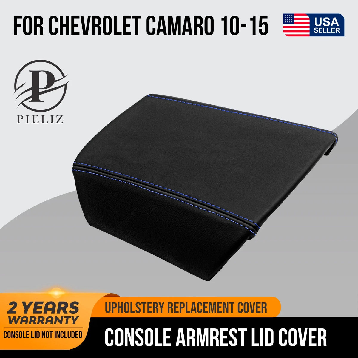 Center Console Armrest Cover for Camaro (2010–2015) Blue Stitch