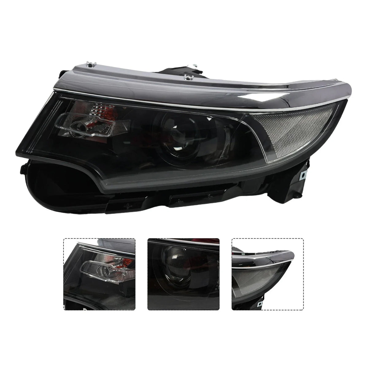 Halogen Headlight Pair - Black Finish for Ford Edge 2011-2014