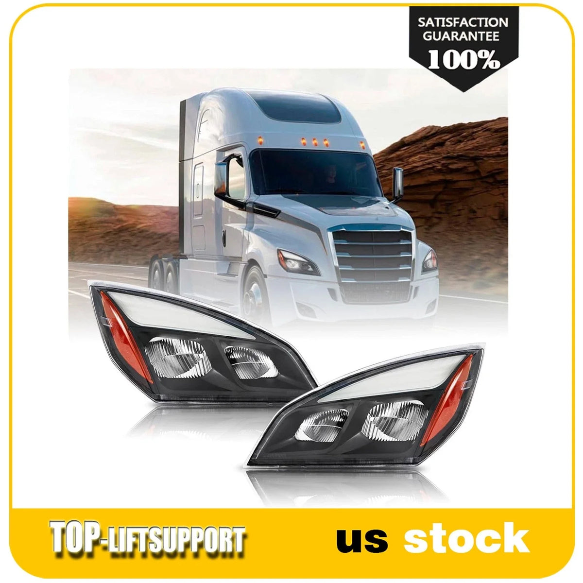 2Pcs Full LED DRL Headlights for Freightliner Cascadia (2018)