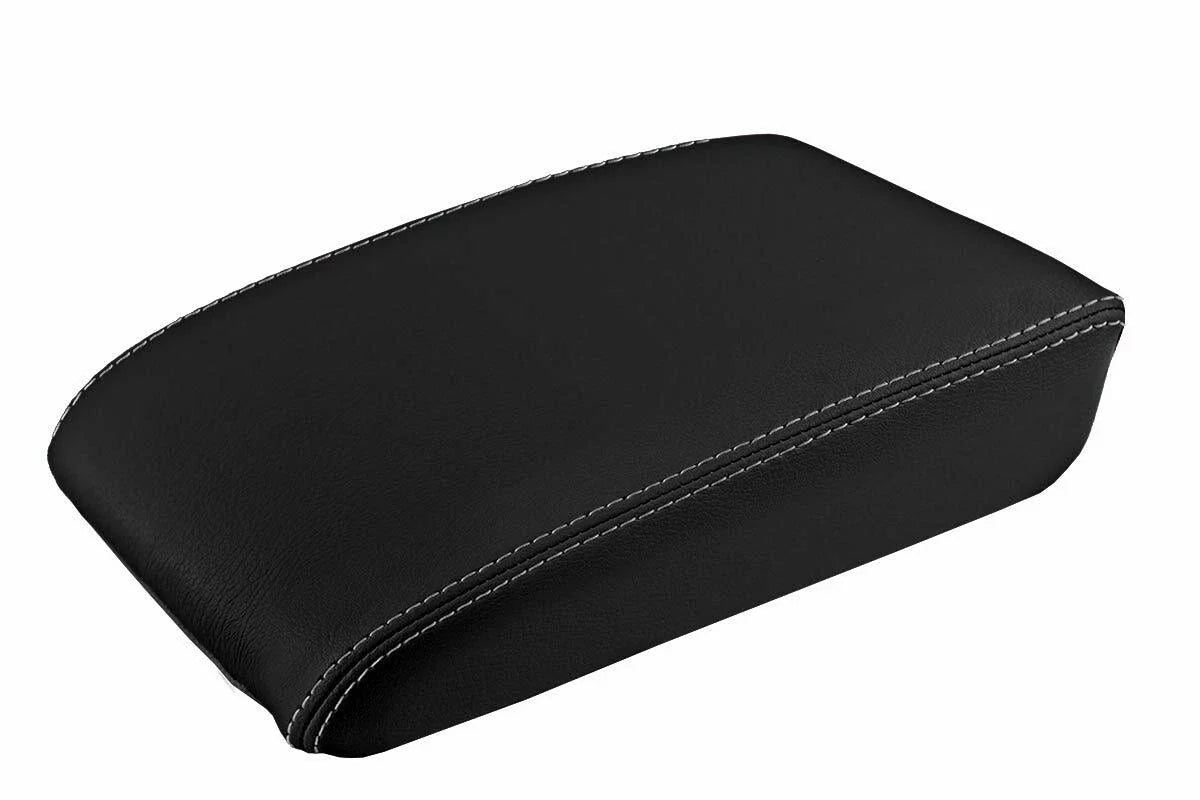 Leather Console Lid Armrest Cover for Volkswagen Tiguan (2009–2017) Gray Stitch