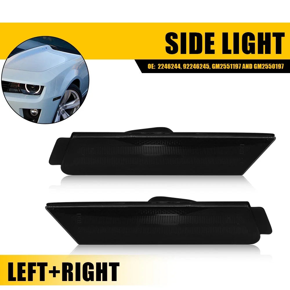 2PC Smoked LED Front Side Marker Lights for Chevy Camaro (2010–2015)