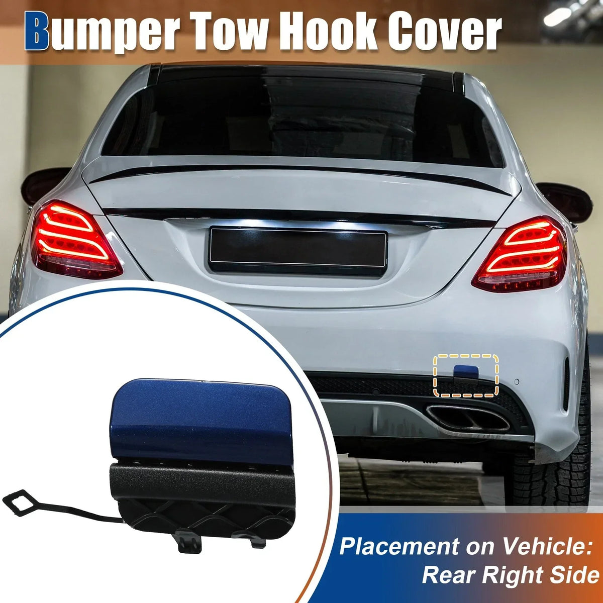 Rear Tow Hook Cover - Blue for C-Class (2015-2023) by Mercedes-Benz