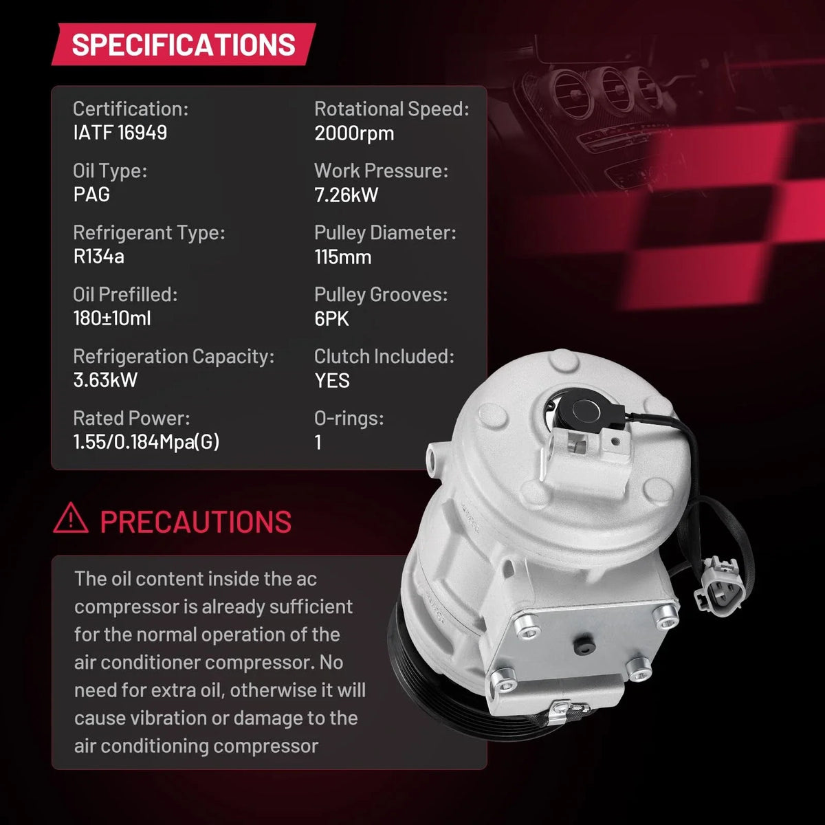AC Compressor for Toyota Land Cruiser 1998–2007, Lexus LX470 CO 10576C