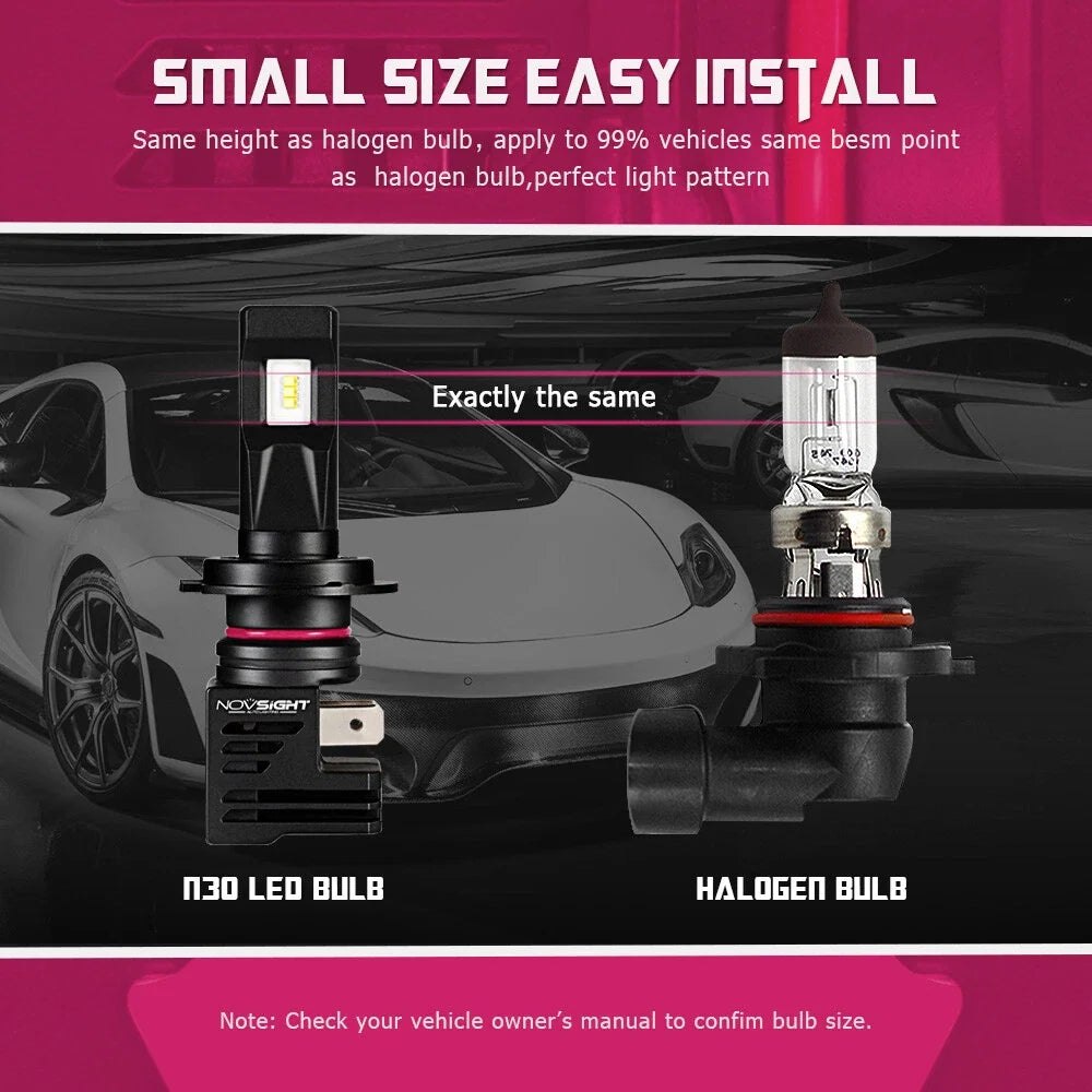 LED Headlight Bulbs Kit H7 (10000LM, 6000K) for NOVSIGHT