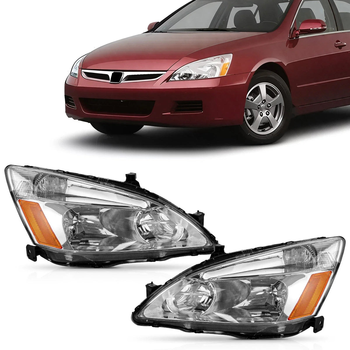Headlights for Honda Accord (2003–2007) Pair Chrome Housing
