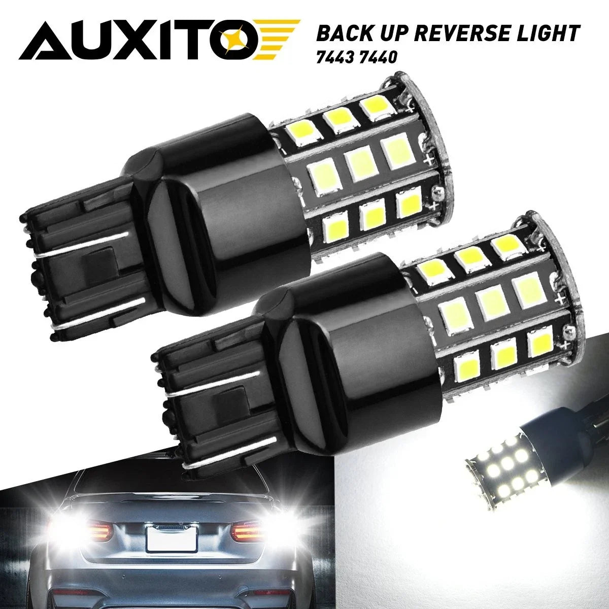 2X AUXITO LED Backup Bulbs 7440 7443 7444 for Hilux N70