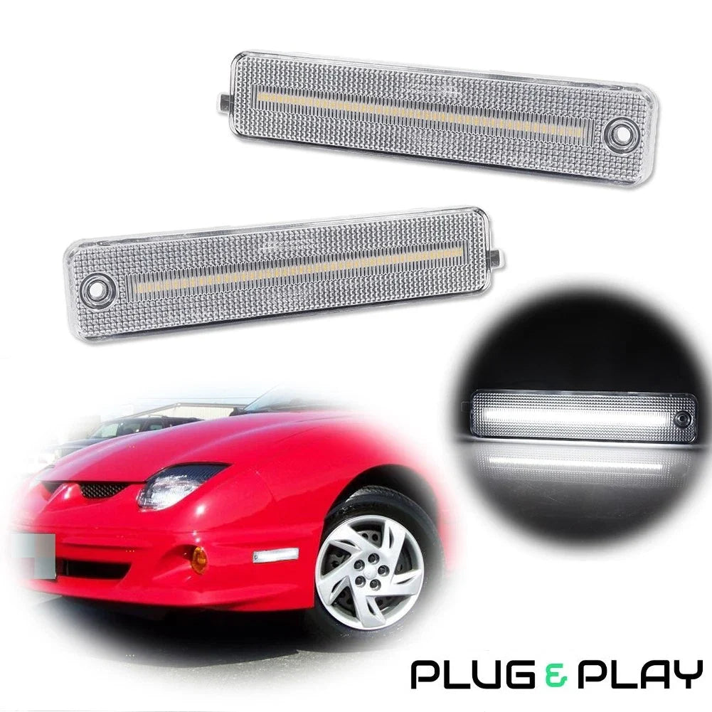 2X Clear White LED Front Side Marker Lights for Pontiac Sunfire (2000–2005)