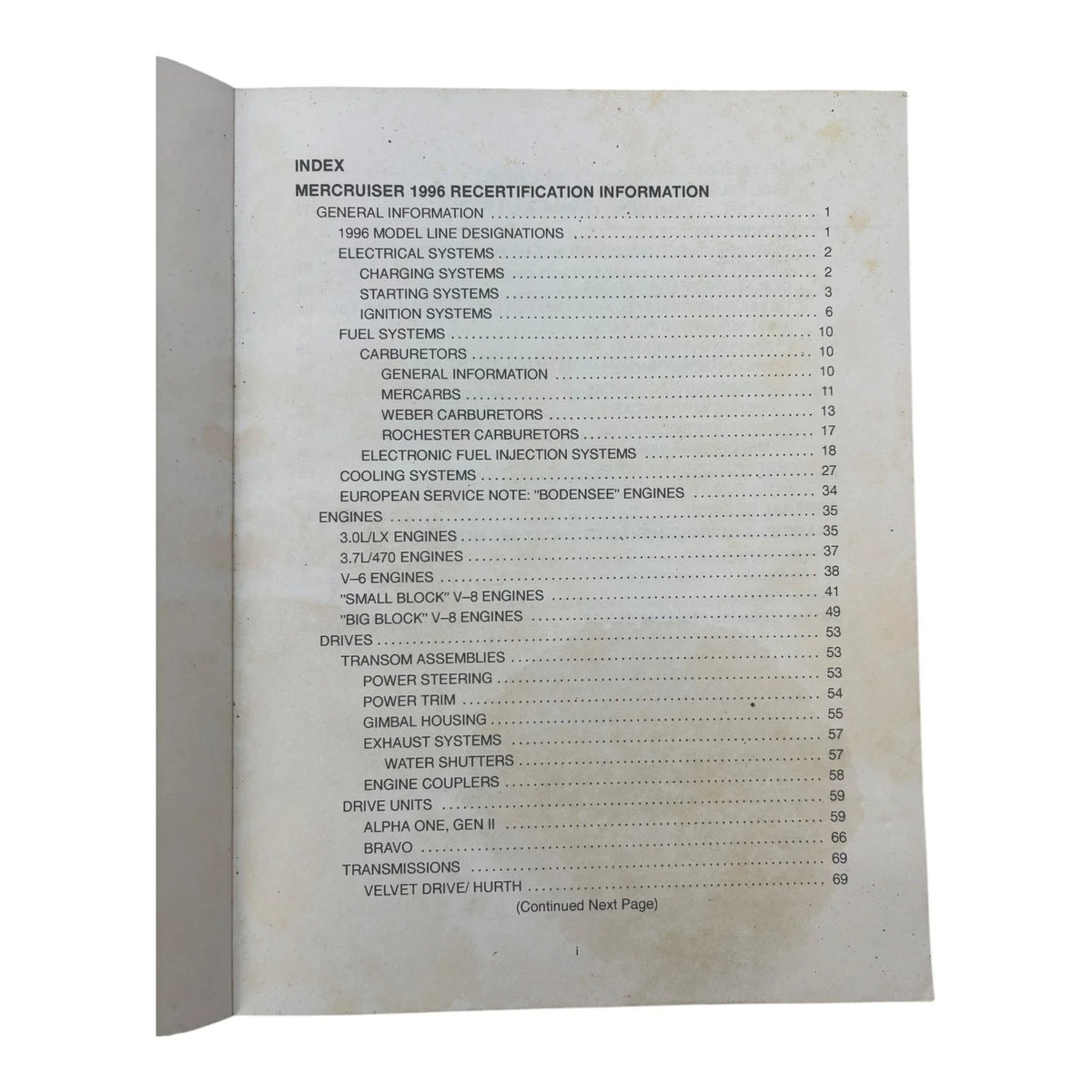MerCruiser MC1295 Recertification Program for MerCruiser Engines (1996)
