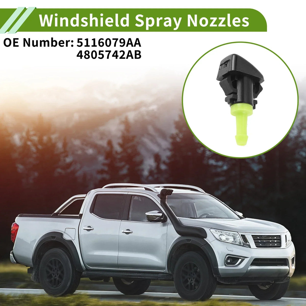 Windshield Washer Nozzle and Hose Connector for Dodge 2001-2006