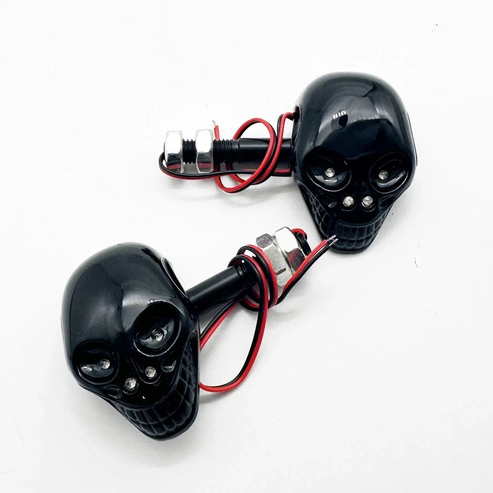 Motorcycle Turn Signal Indicators Skull Design 2X LED 12V