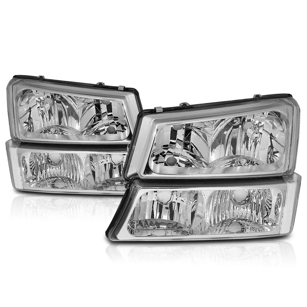 Bumper Headlight Lamps Clear Corner Chrome for Chevy Silverado/Avalanche (2003–2006)