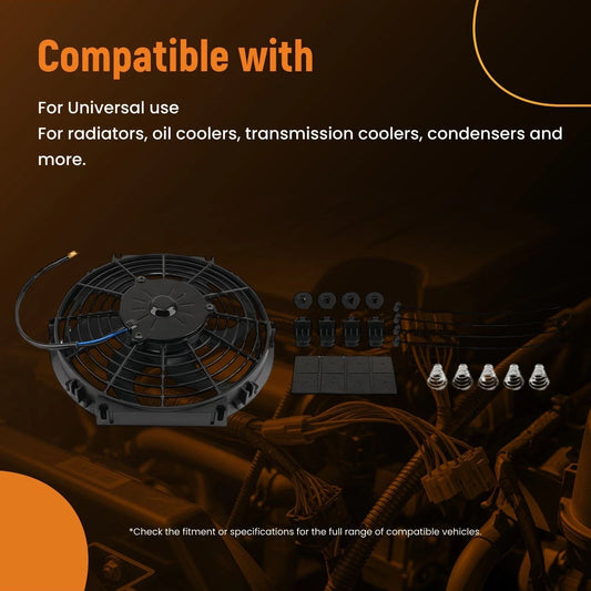10" Black Radiator Fan 800 CFM 2400 RPM for Universal Applications