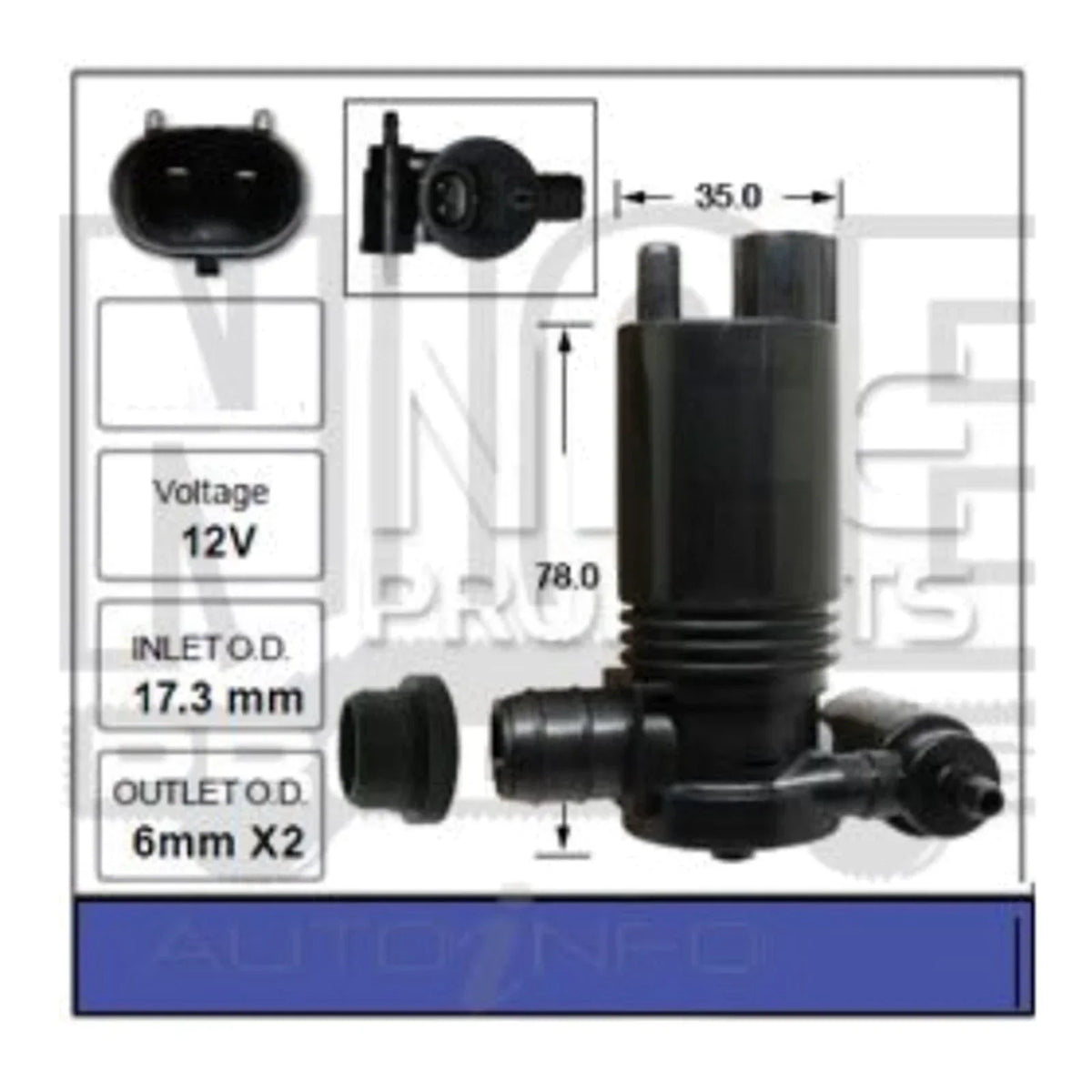 Washer Pump for Front and Rear of Nissan Pulsar C12 (2013-2017)