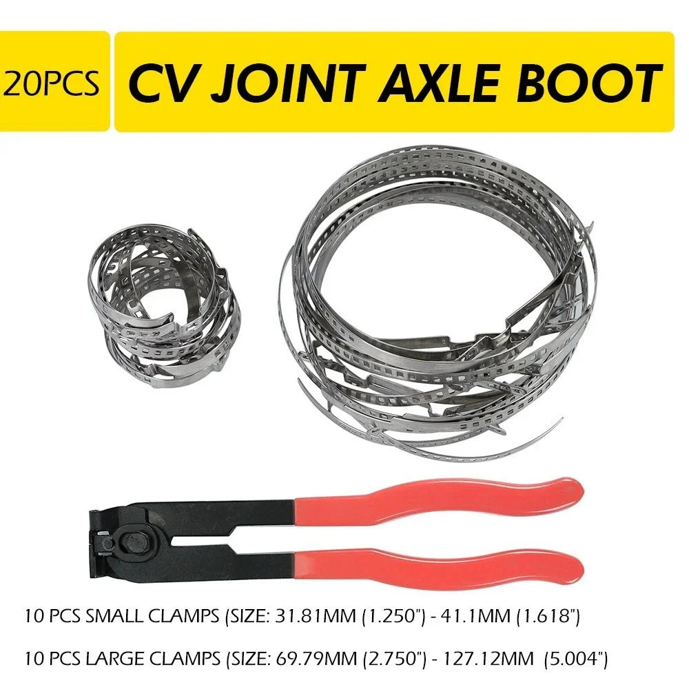 Set of 20 Adjustable Axle CV Joint Boot Crimp Clamps