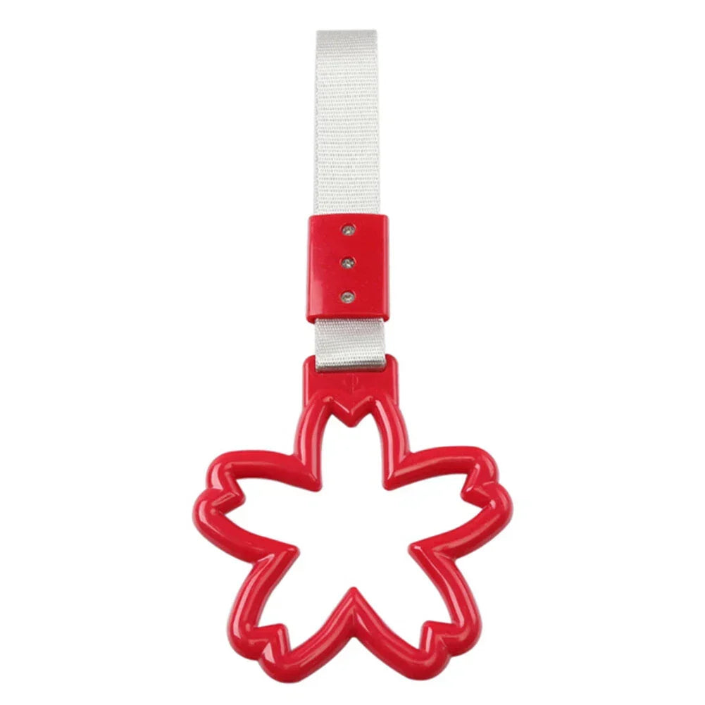 Ring Handle Strap for Train Bus - Silver and Red Sakura Design