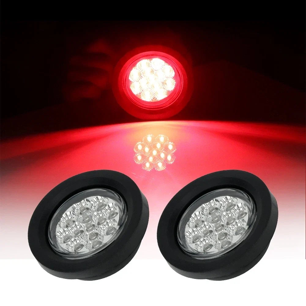 2.5" LED Red Side Marker Lights for Trailer Truck - 2 Piece Set