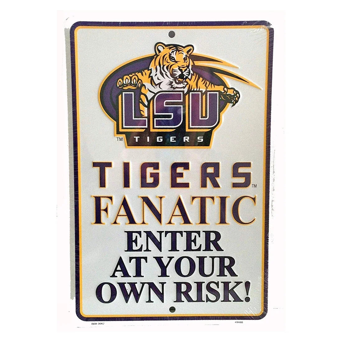 LSU Tigers 8" x 12" Embossed Metal Parking Sign