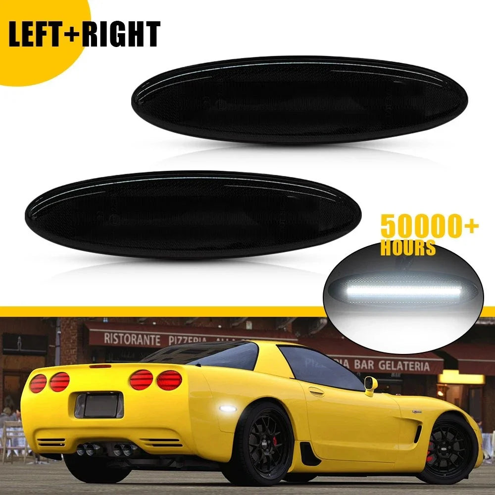 Smoke White LED Rear Side Marker Light Lamps for Chevrolet Corvette C5 (1997–2004)