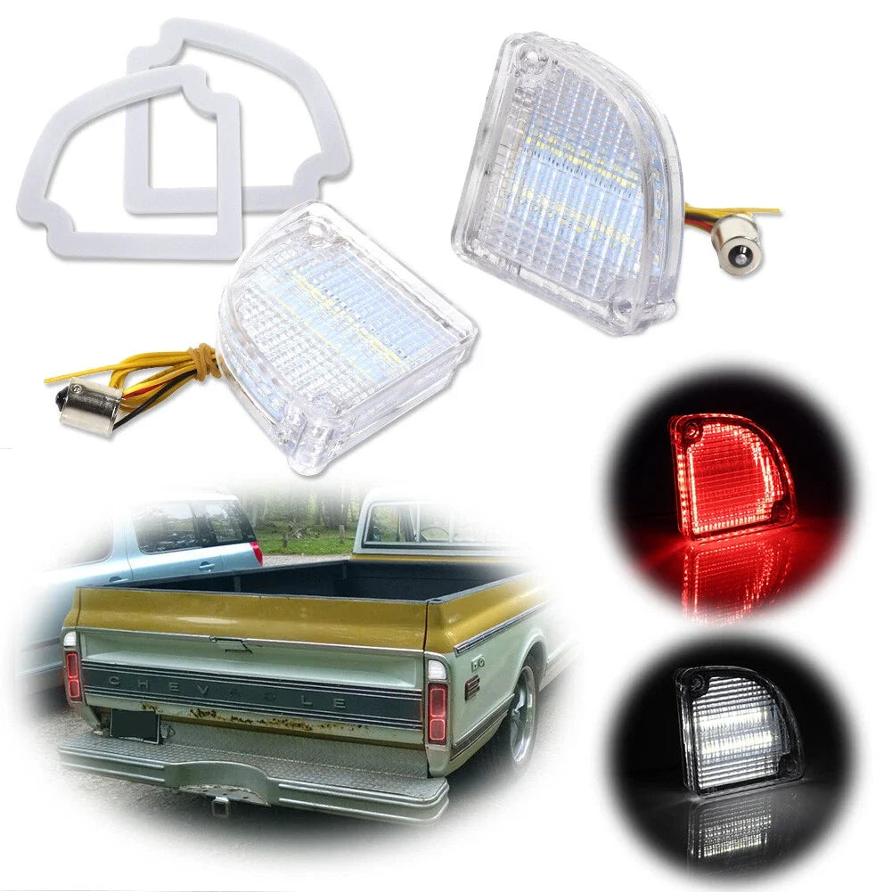 Clear Reverse Back Up Tail Lights Set for Chevrolet GMC Fleetside Pickup (1967–1972)