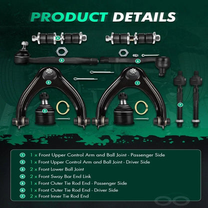 10PCS Front Lower Ball Joints & Upper Control Arms for Civic 1996-2002