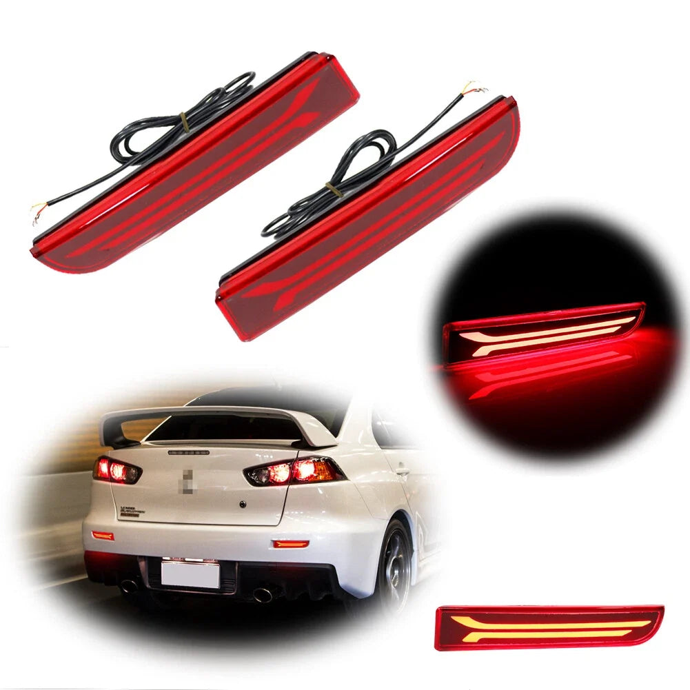 2X Red LED Rear Bumper Reflector Lights for Mitsubishi Lancer EVO CZ4A