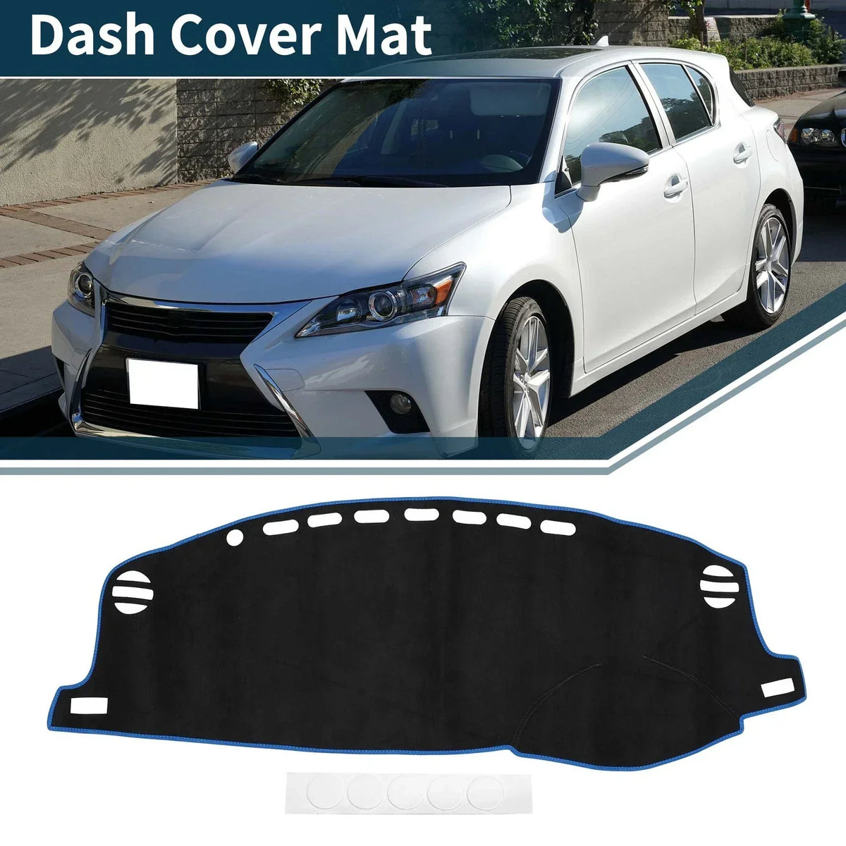 Black Blue Dashboard Cover Mat for Lexus CT 200H 2011-2019