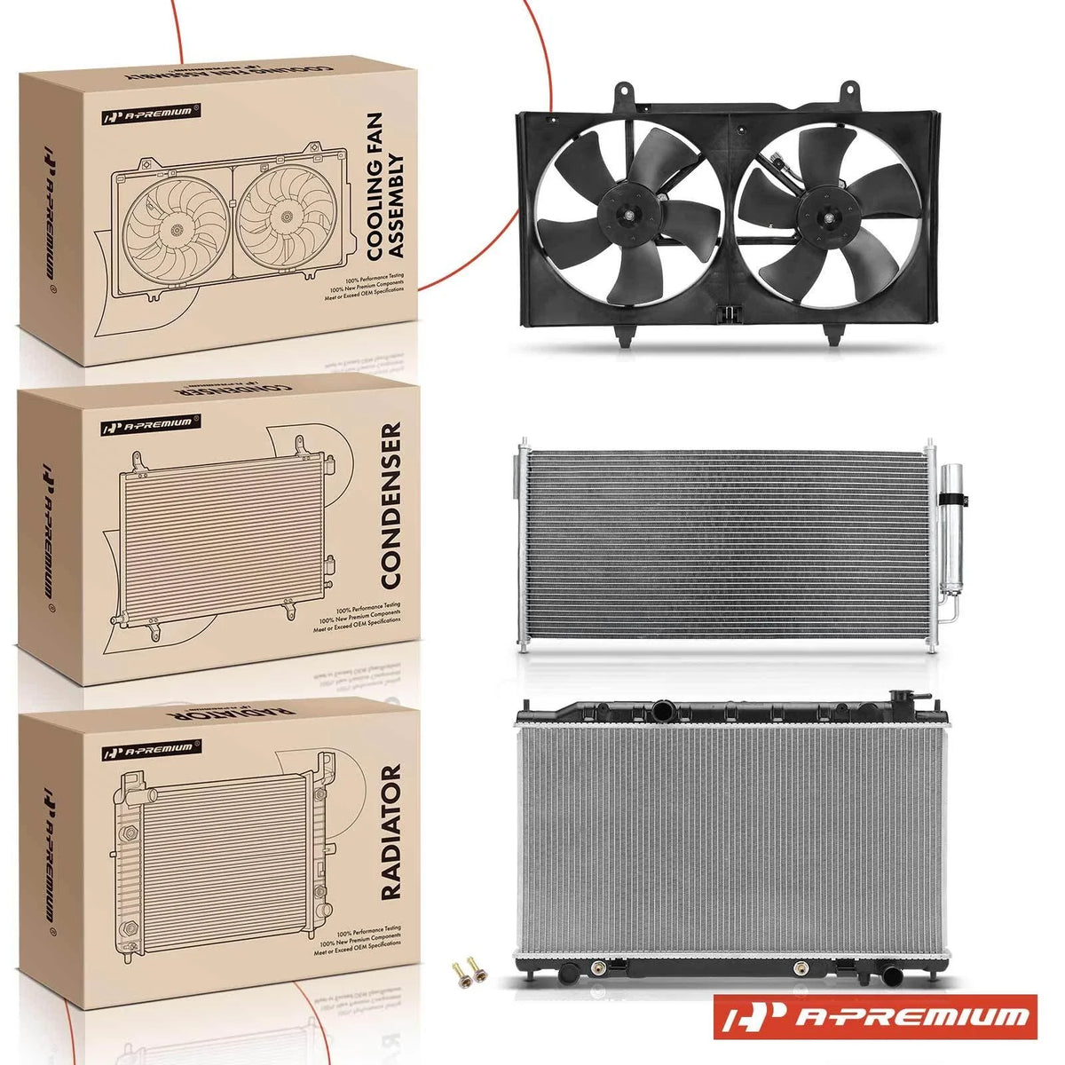 Radiator & AC Condenser & Cooling Fan for Nissan Maxima (2004–2006)