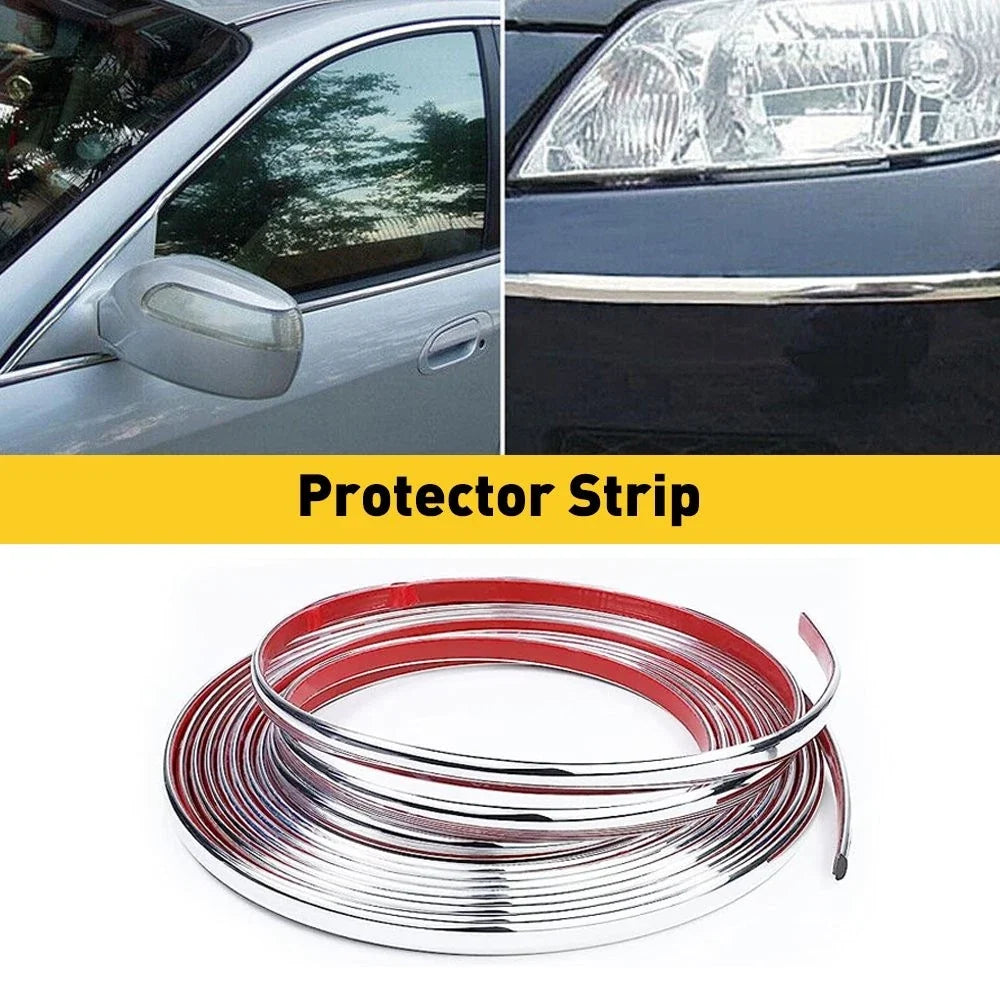 10MM Chrome Trim Strip for Car Door Window and Bumper Edge Guard