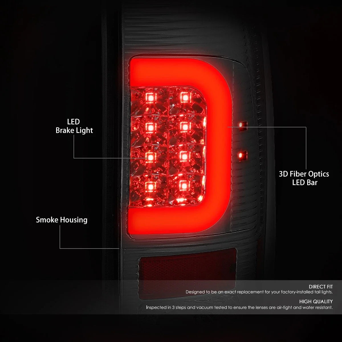 Red LED C-Bar Tail Brake Light Lamp for Ford Super Duty F150 (1999–2007)
