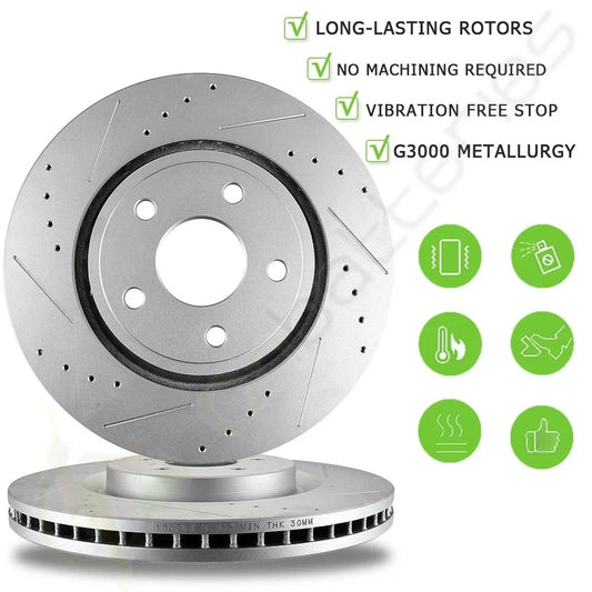 Front Brake Discs Rotors for Toyota 4Runner Tacoma (1995–2002) 297mm