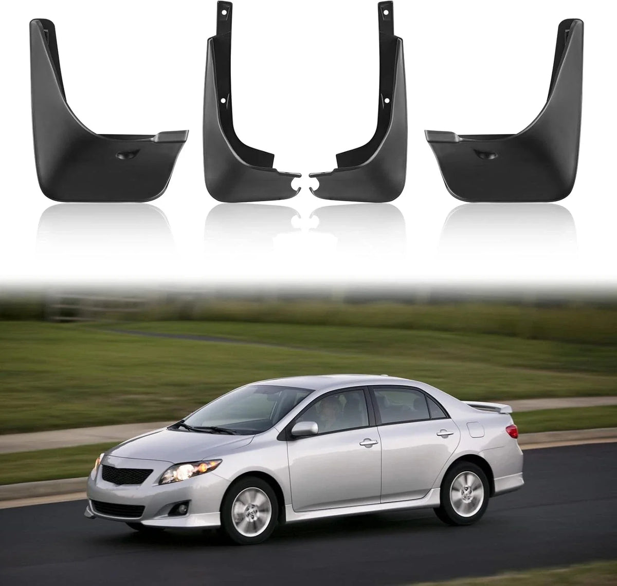 4PC Front & Rear Splash Guards for Toyota Corolla 2009–2013 (1.8L)