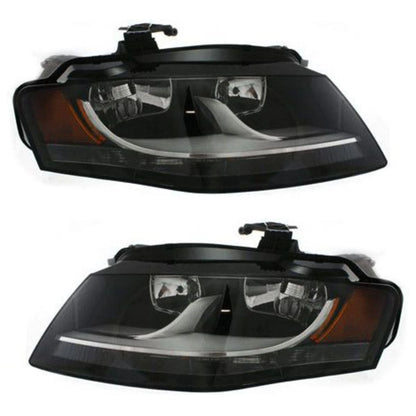 Left Right Headlight Set for Audi A4 Quattro (2009–2012) Halogen w/Bulbs