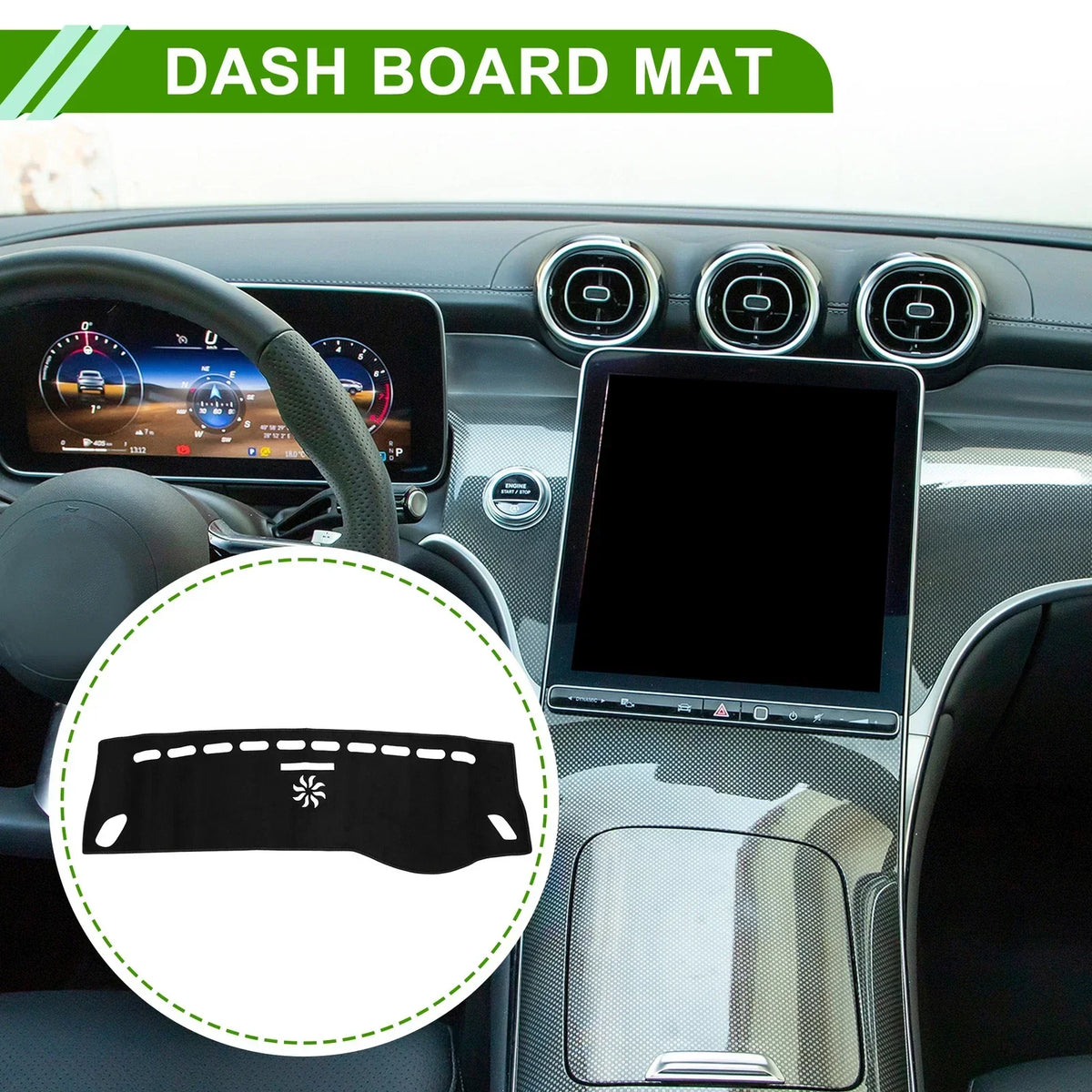 Black Dashboard Cover Mat for Mercedes A-Class 2013-2017 Sun Protection