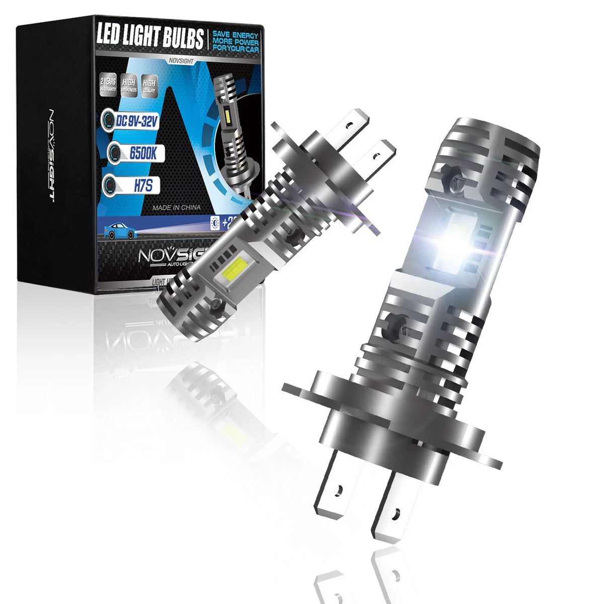 H7 LED Headlight Bulbs (6500K, 10000LM) for NOVSIGHT Vehicles