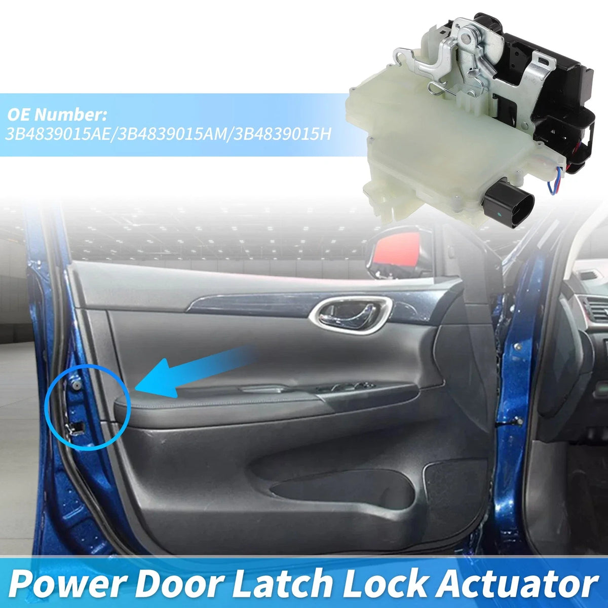 3B4839015AE Rear Left Power Door Lock Actuator for Volkswagen Golf (1999–2006)