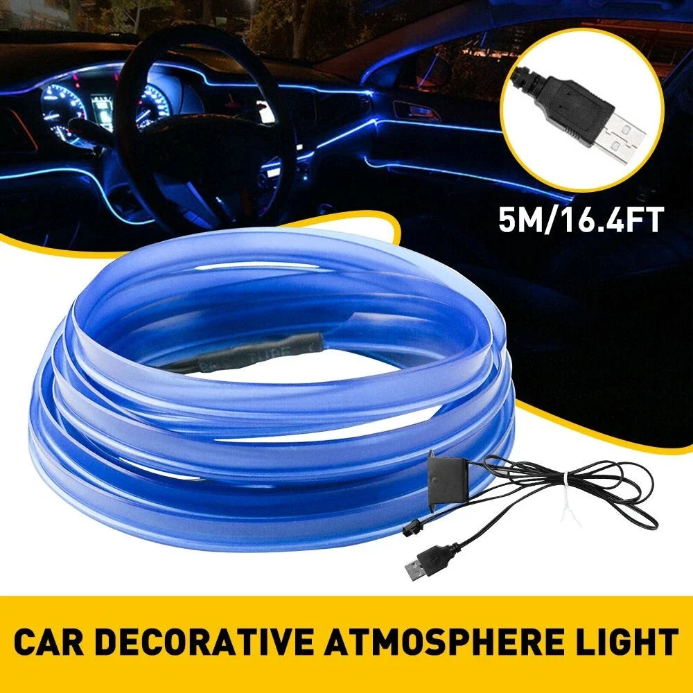 5M LED Blue Car Interior Atmosphere Light Strip Accessory for Universal Models