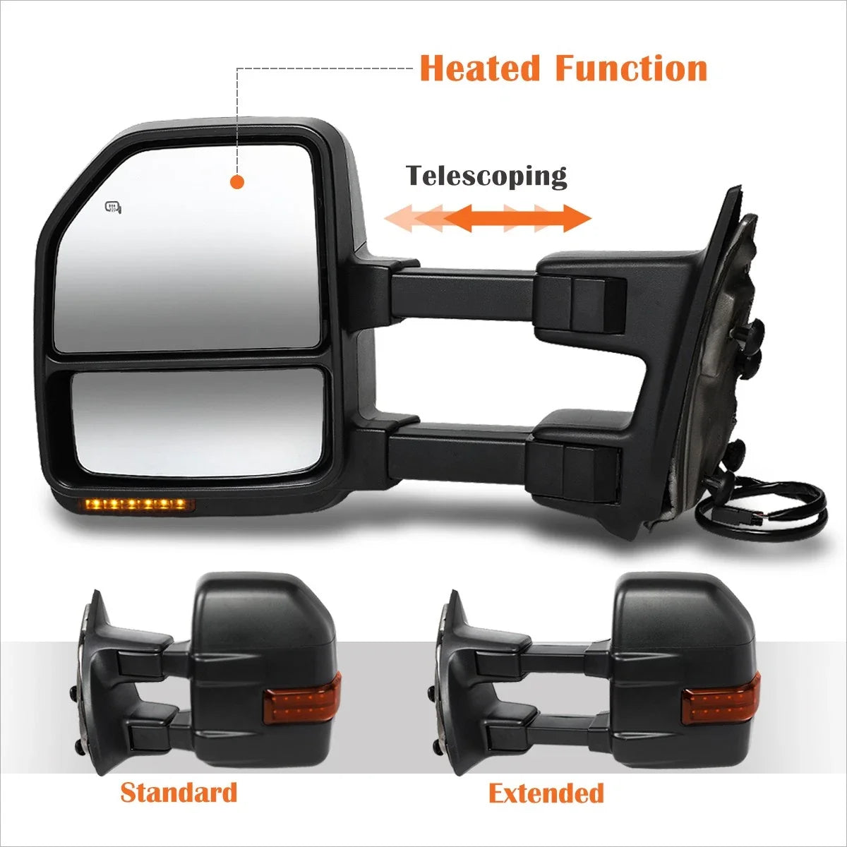 Towing Mirror with LED Signal Lamp and Heat for Ford Super Duty 1999-2007