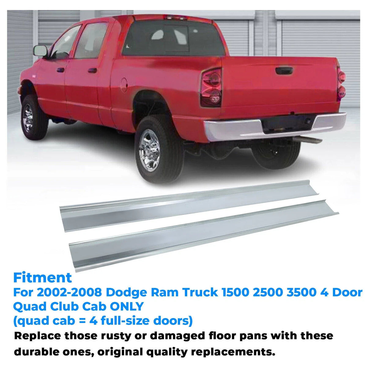 Set of 2 Slip-on Outer Rocker Panels for 2002-2008 Dodge Ram 1500