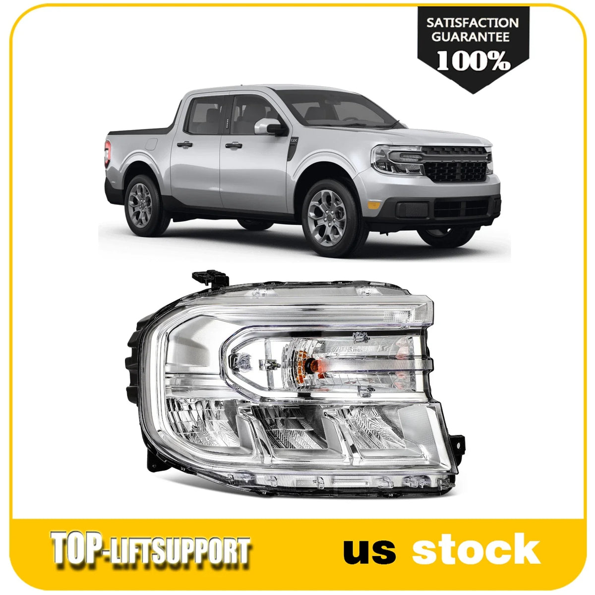 Right Side LED Headlight for Ford Maverick (2022–2024) Chrome Housing
