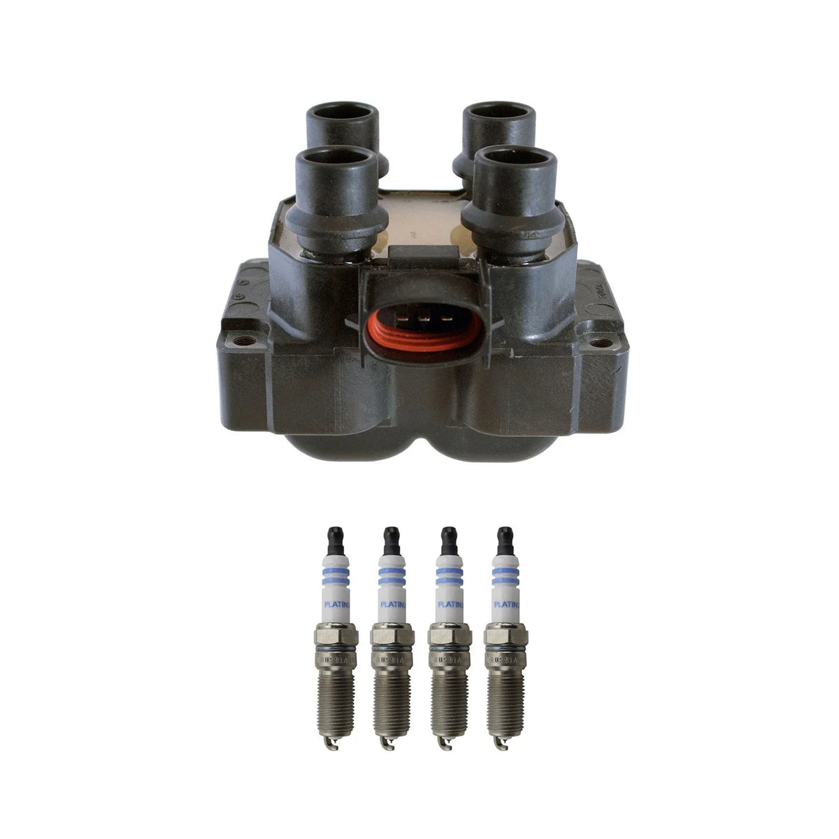 Set of 4 Denso Ignition Coils & Bosch Platinum Spark Plugs for Contour Escort (1995–2000)