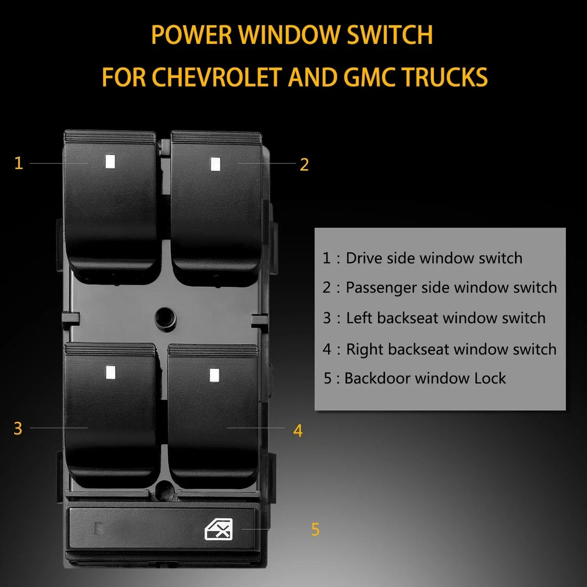 Master Power Window Switch for Chevy Silverado 2007-2015 20945129